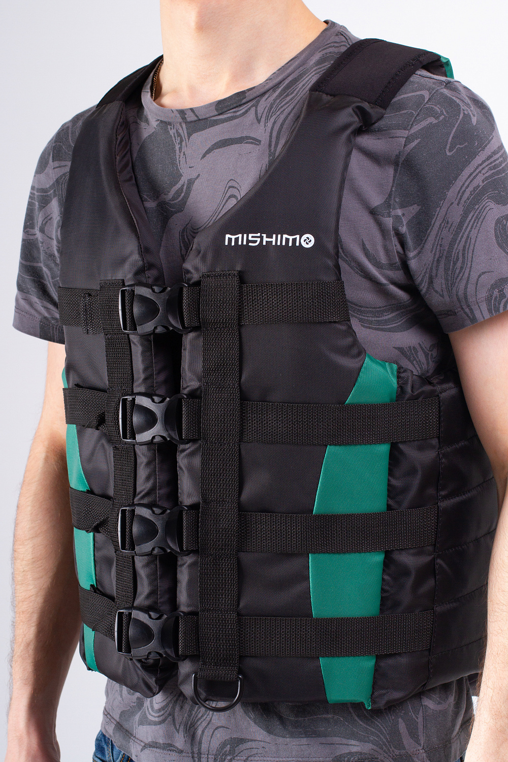Жилет спасательный MISHIMO PRO Премиум качества Черно-зеленый в Прокопьевске