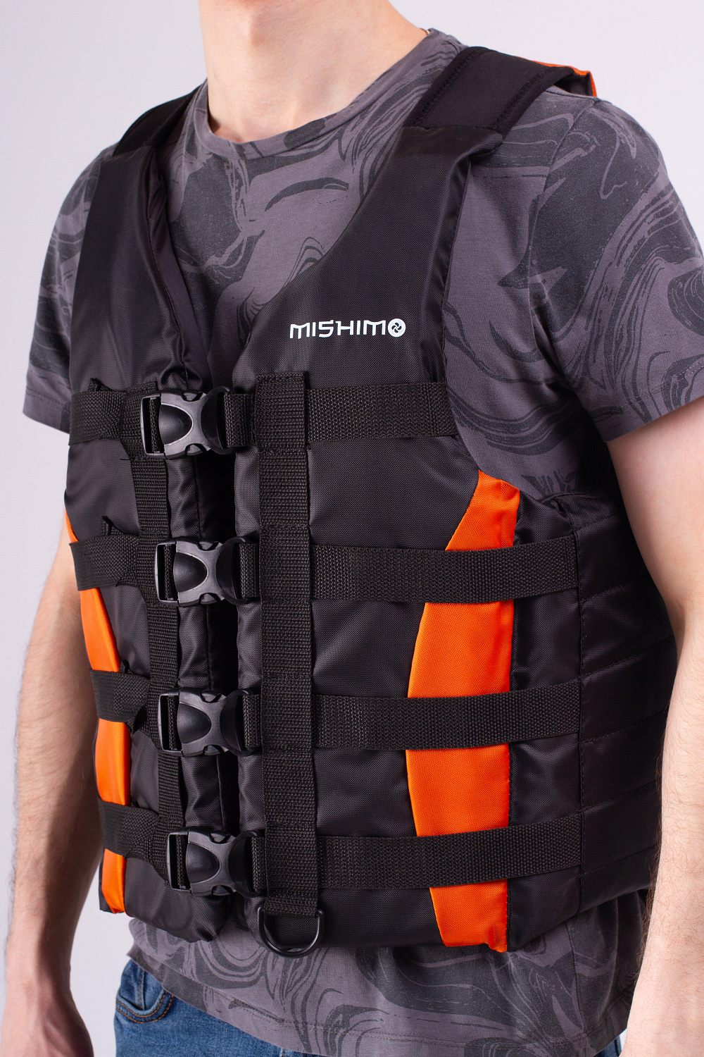 Жилет спасательный MISHIMO PRO Премиум качества Черно-оранжевый в Прокопьевске