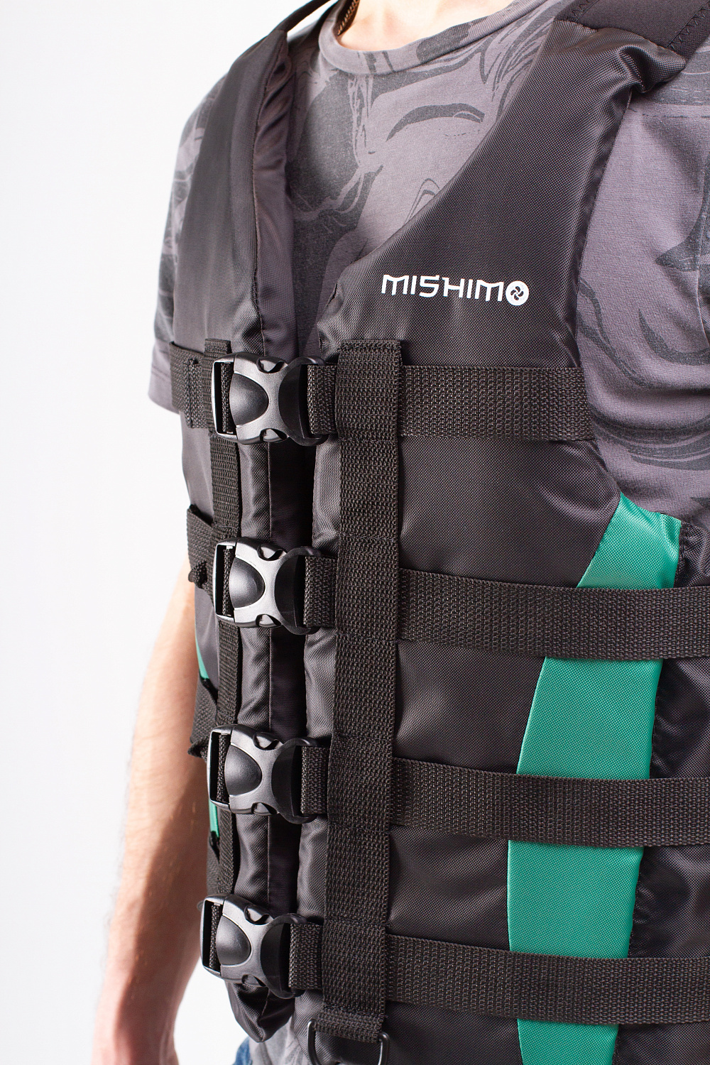 Жилет спасательный MISHIMO PRO Премиум качества Черно-зеленый в Прокопьевске