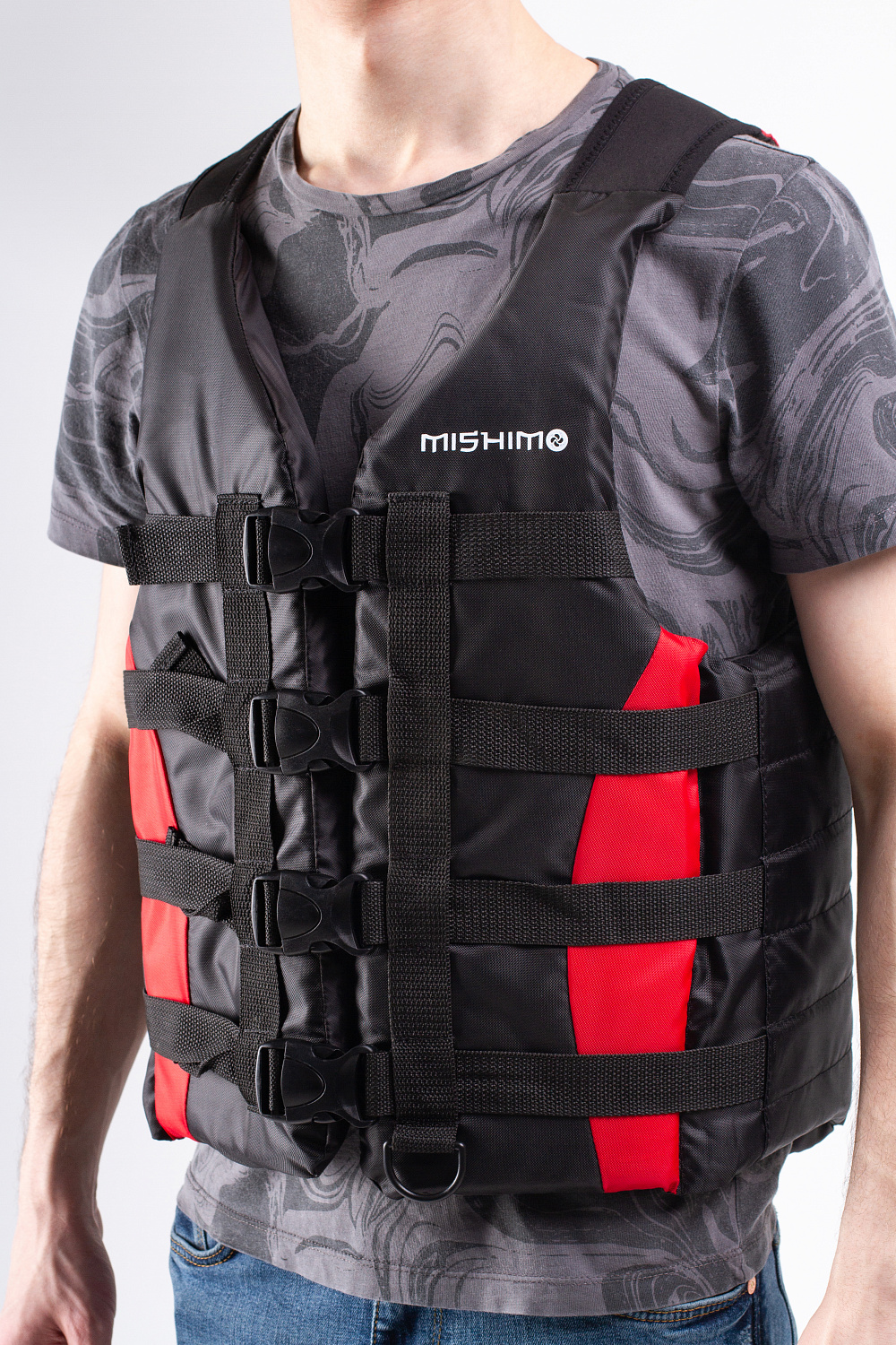 Жилет спасательный MISHIMO PRO Премиум качества Черно-красный в Прокопьевске